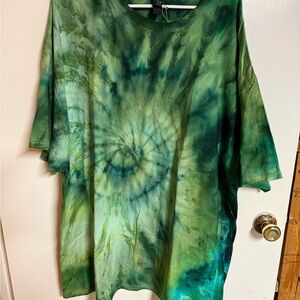 Men's Green Tie-Dye Short Sleeve Shirt